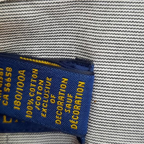Polo Ralph Lauren 16.5 32/33 Shirt Gray Stripe LS Easy Care Cotton Dress - Picture 4 of 6